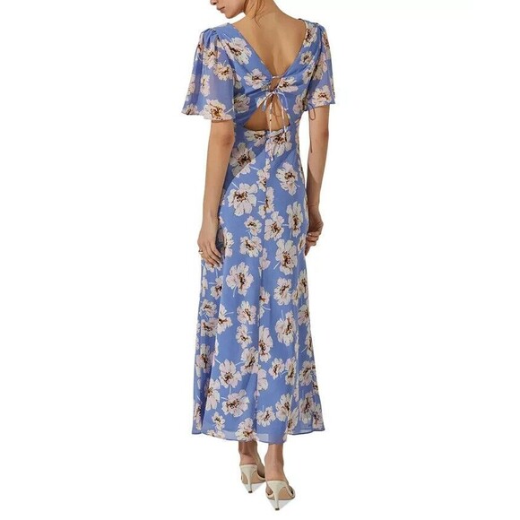 Astr the Label Women's Tie-Back Flutter-Sleeve Long Midi Dress Size M - Picture 3 of 9